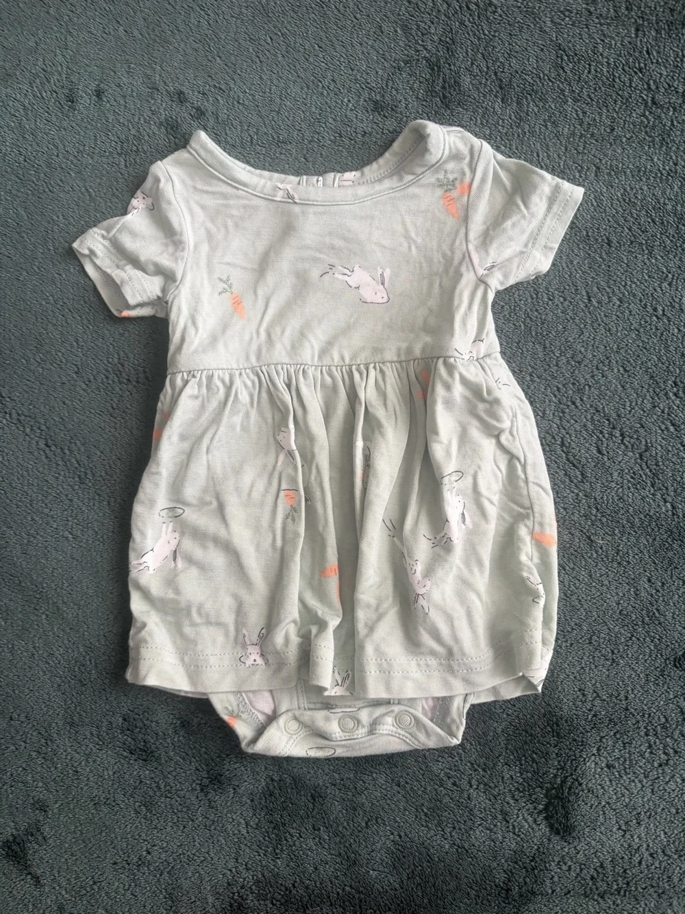 Carter's Light Mint Green Baby One-Piece with Bunny & Carrot Print